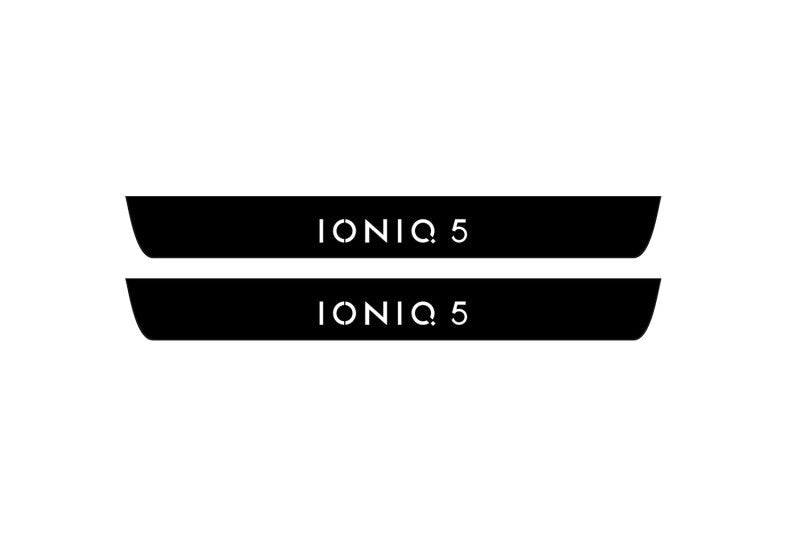 Hyundai Ioniq 5 2021+ stainless steel illuminated entry guards with Ioniq 5 logo