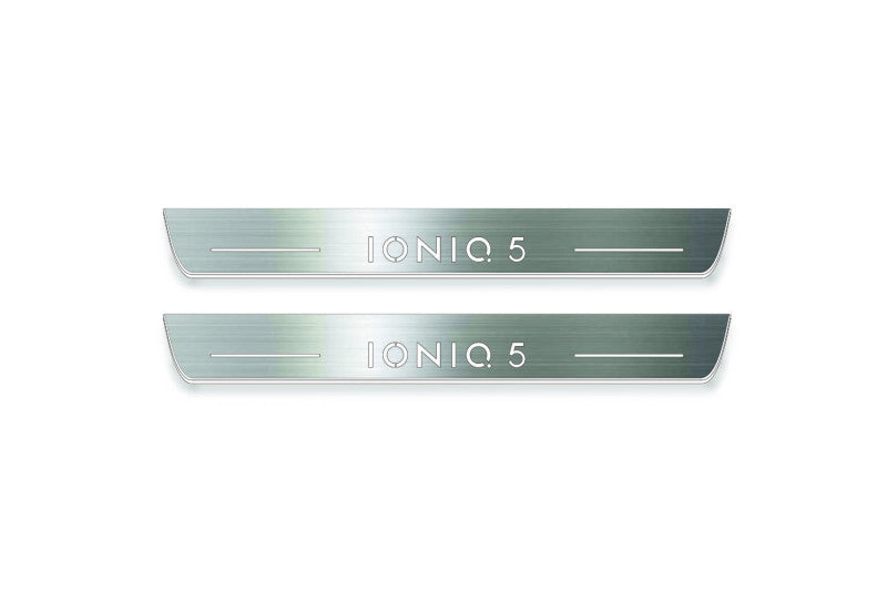 stainless steel LED door sill plates with Hyundai Ioniq 5 2021+ with Ioniq 5 logo