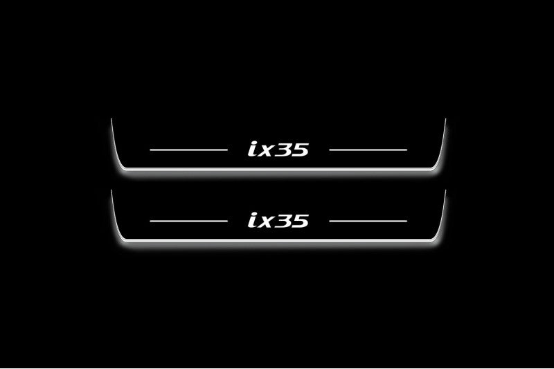 Hyundai ix35 2009+ stainless steel illuminated entry guards with ix35 logo