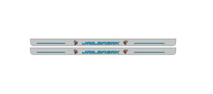 Dodge Challenger 2008+ LED door sill plates in stainless steel with Jailbreak logo