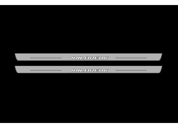 Illuminated LED Door Sill Tread Plates Dodge Challenger 2008-2023 With Jailbreak Logo Dodge Led Door Sills opdesign