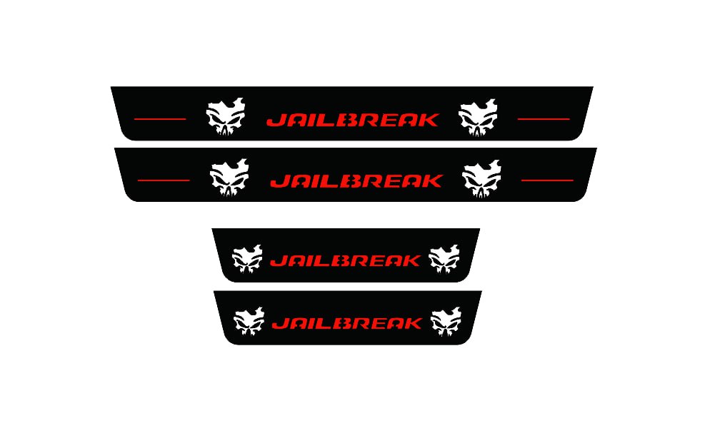 LED door sill plates Dodge Charger LD 2011+ in stainless steel with JAILBREAK SKULL logo
