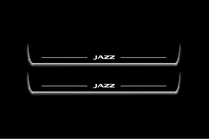 LED door sill plates Honda Jazz V 2020+ stainless steel with Jazz logo