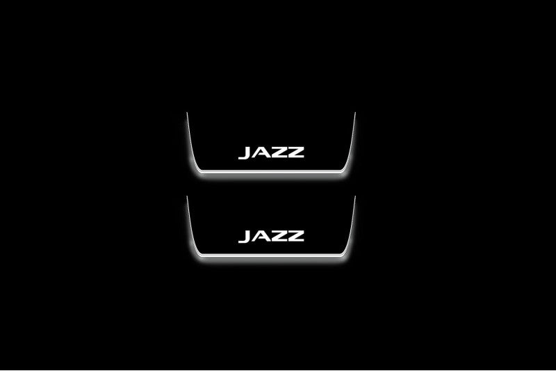 stainless steel LED door sill plates with Honda Jazz V 2020+ with Jazz logo