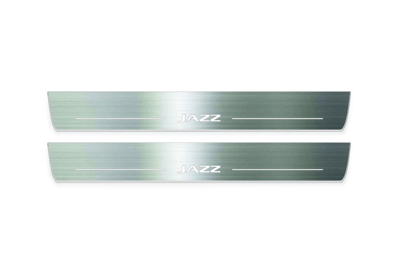 stainless steel LED door sill plates for Honda Jazz V 2020+ with Jazz logo