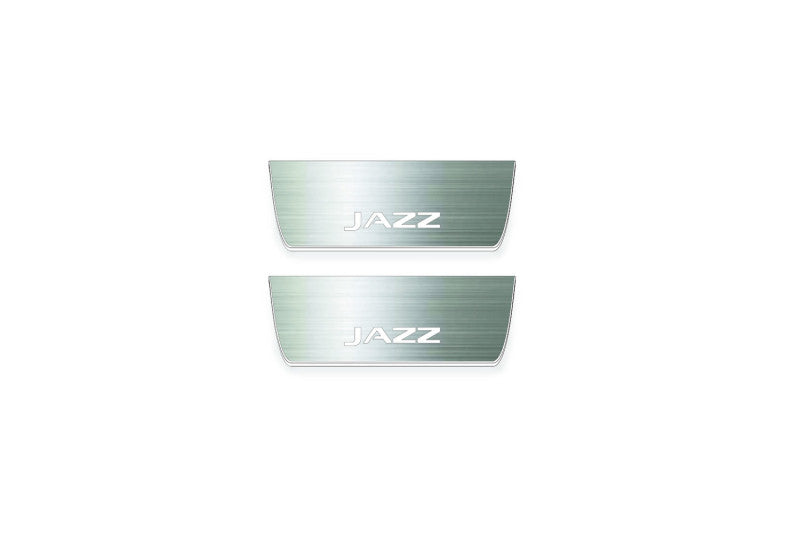 Honda Jazz V 2020+ stainless steel LED door sill plates with Jazz logo