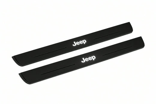 Jeep Cherokee KL 2014–2023 — Matte PRO LED Door Sills — Jeep Logo