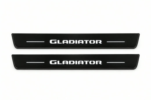 Jeep Gladiator JT 2019–2026 — Matte PRO LED Door Sills — Gladiator Logo