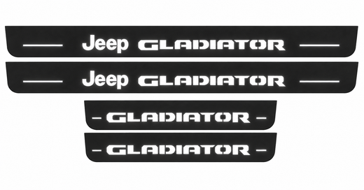Jeep Gladiator JT 2019–Present — Matte PRO LED Door Sills — Jeep Gladiator Type 2 Logo