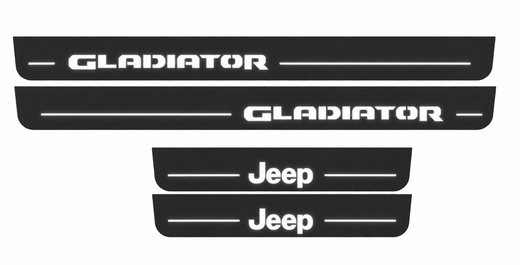 Jeep Gladiator JT 2019–Present — Matte PRO LED Door Sills — Jeep Gladiator Type 4 Logo