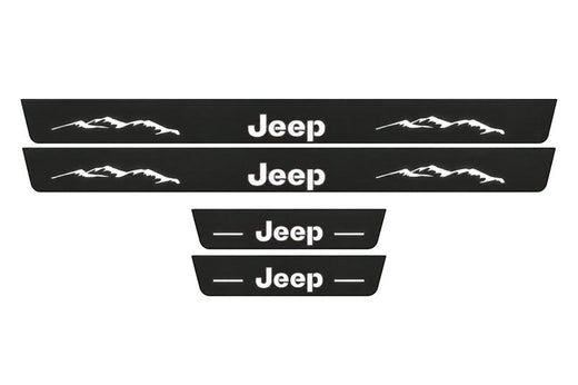 Jeep Grand Cherokee WK2 2010–2021 — Matte PRO LED Door Sills — Jeep Mountains Logo