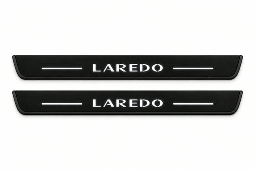 Jeep Grand Cherokee WK2 2010–2021 — Matte PRO LED Door Sills — Laredo Logo