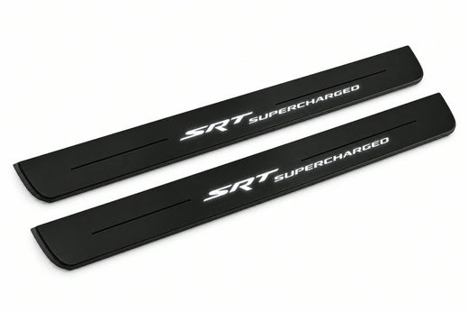 Jeep Grand Cherokee WK2 2010–2021 — Matte PRO LED Door Sills — SRT Supercharged Logo