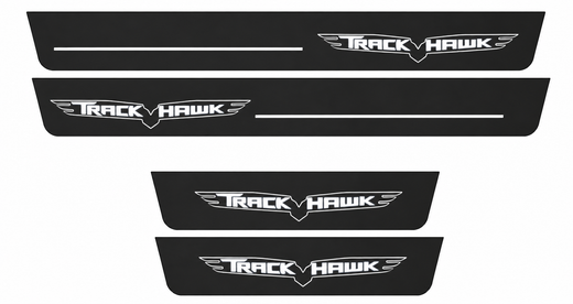 Jeep Grand Cherokee WK2 2010–2021 — Matte PRO LED Door Sills — Track Hawk Logo