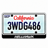 Jeep Hellhawk Wordmark illuminated LED license plate badge with the shown artwork below an illustrative US plate; plate not included