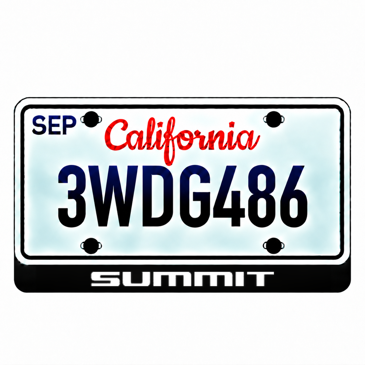 Jeep Summit illuminated LED license plate badge with the shown artwork below an illustrative US plate; plate not included