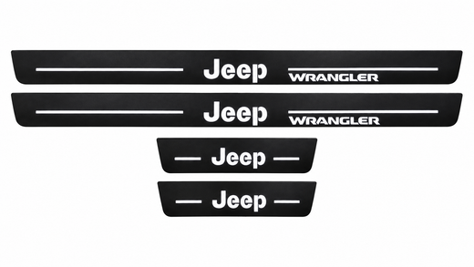 Jeep Wrangler JK 2006–2018 — Matte PRO LED Door Sills — Jeep Wrangler Logo