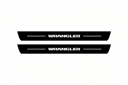 Jeep Wrangler JK 2006–2018 — Matte PRO LED Door Sills — Wrangler Logo