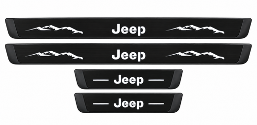Jeep Wrangler JL 2018–2026 — Matte PRO LED Door Sills — Jeep Logo