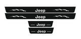 Jeep Wrangler JL 2018+ LED door sill plates stainless steel with Jeep logo