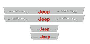 Illuminated LED Door Sill Tread Plates Jeep Grand Cherokee IV 2010-2021 With Jeep Logo Jeep Led Door Sills opdesign