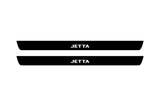 matte black coated stainless steel illuminated door sill protectors with Volkswagen Jetta VII 2019+ with Jetta logo