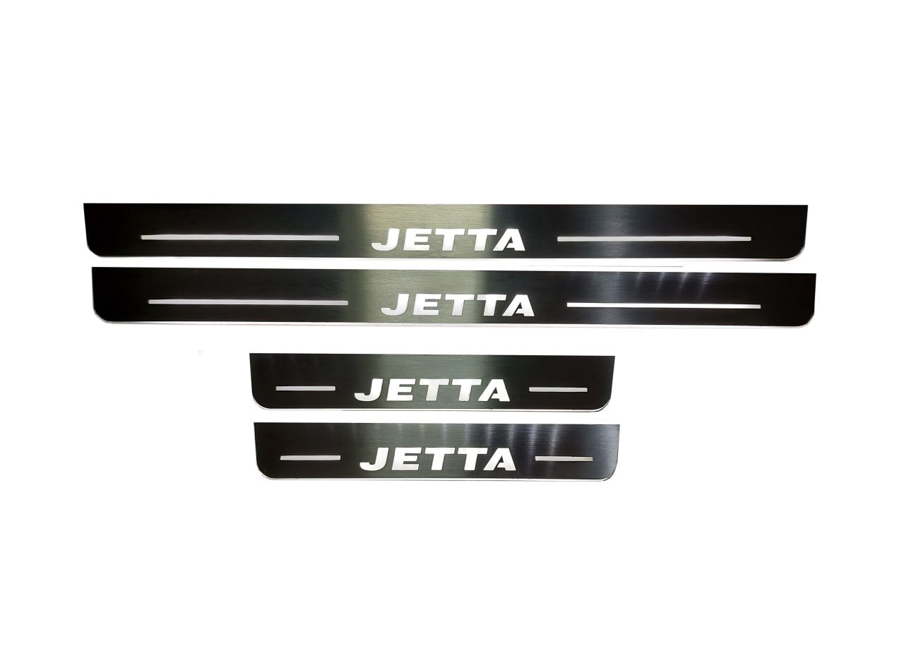 Illuminated LED Door Sill Tread Plates Volkswagen Jetta VI 2010-2018 With Jetta Logo (type 1) Volkswagen Led Door Sills opdesign