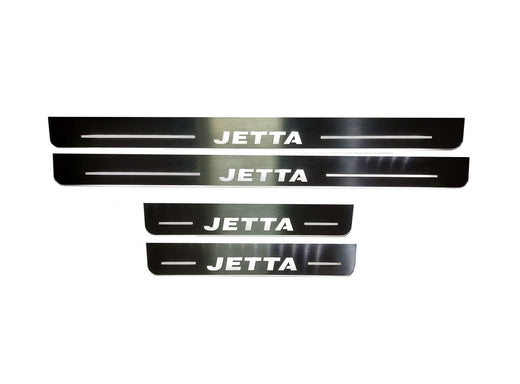 Volkswagen Jetta Sedan Typ 162 2010–2018 — Stainless Steel LED Door Sills — Jetta Logo