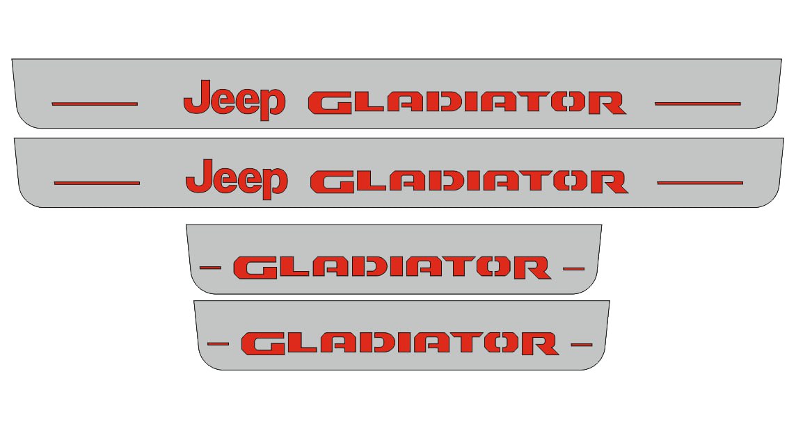 Illuminated LED Door Sill Tread Plates Jeep Gladiator JT 2019+ With Jeep Gladiator Logo (type 2) Jeep Led Door Sills opdesign