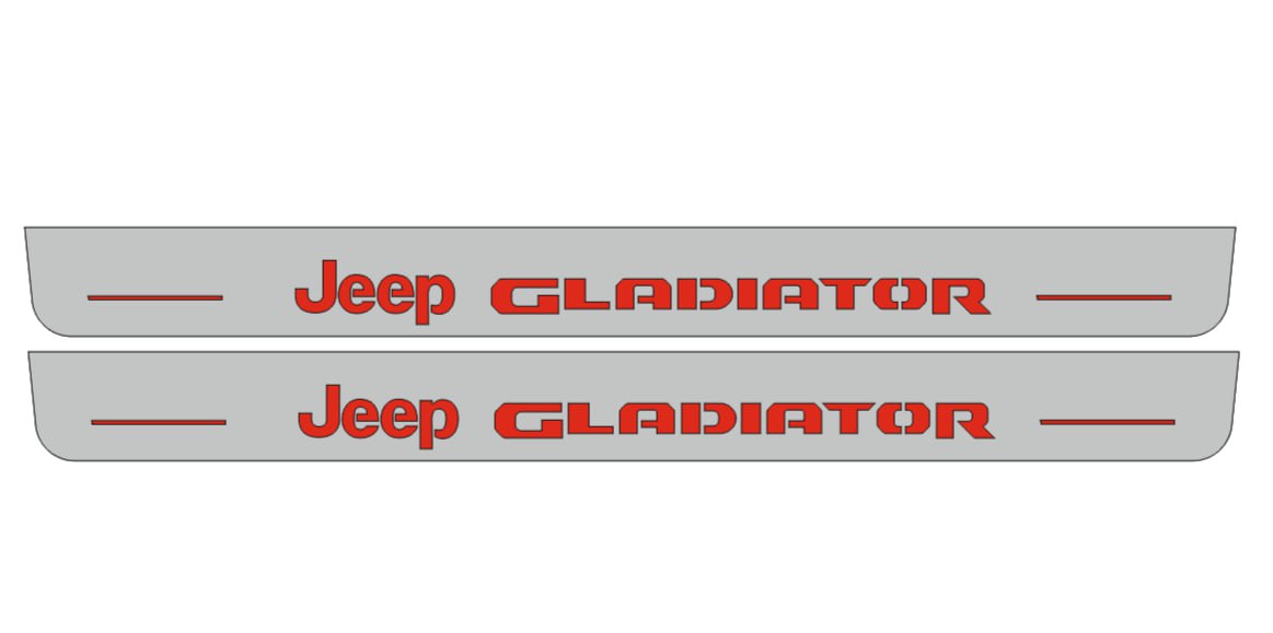 Illuminated LED Door Sill Tread Plates Jeep Gladiator JT 2019+ With Jeep Gladiator Logo (type 2) Jeep Led Door Sills opdesign