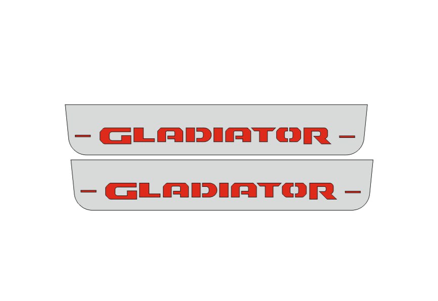 Illuminated LED Door Sill Tread Plates Jeep Gladiator JT 2019+ With Jeep Gladiator Logo (type 3) Jeep Led Door Sills opdesign