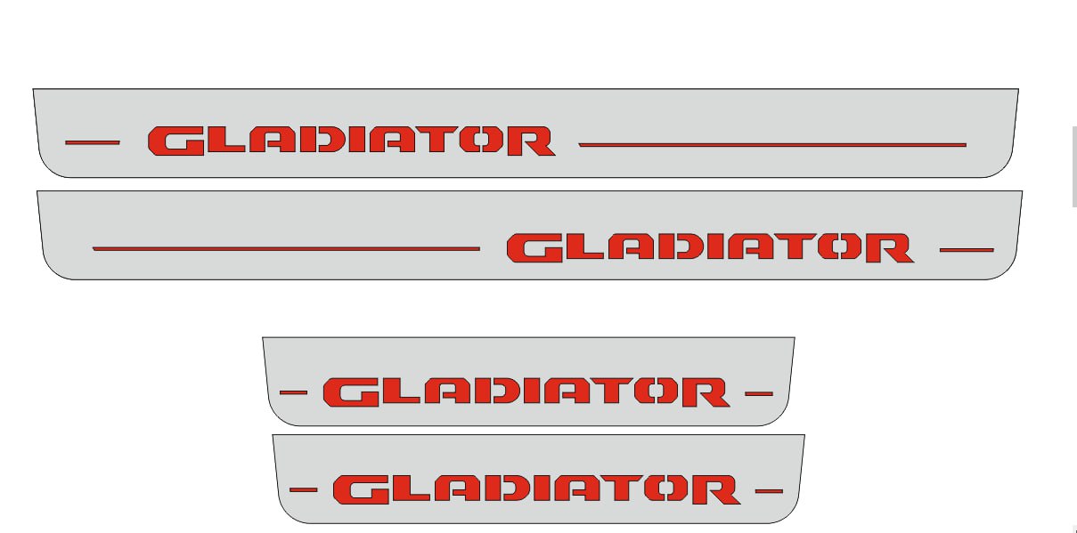 Illuminated LED Door Sill Tread Plates Jeep Gladiator JT 2019+ With Jeep Gladiator Logo (type 3) Jeep Led Door Sills opdesign