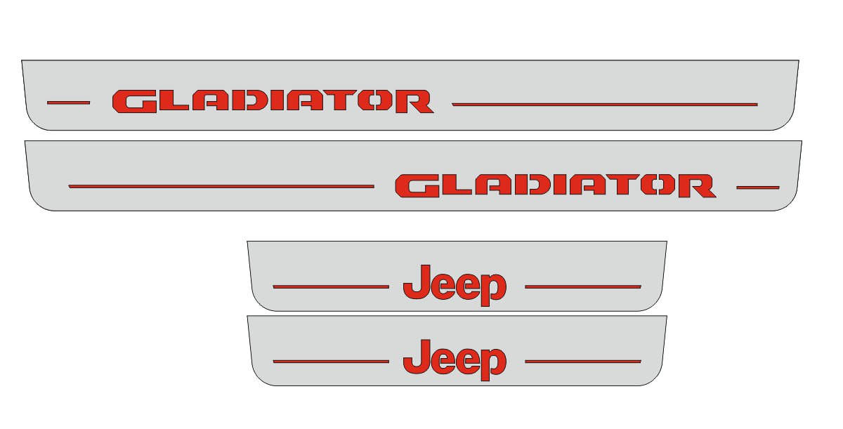 Illuminated LED Door Sill Tread Plates Jeep Gladiator JT 2019+ With Jeep Gladiator Logo (type 4) Jeep Led Door Sills opdesign