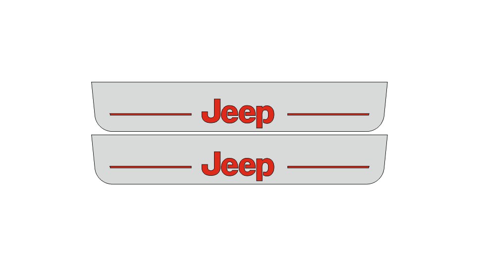 Jeep Gladiator JT 2019+ LED Door Sills Illuminated Scuff Jeep Gladiator Logo (type 4) Stainless Steel Entry Guards Door Sills