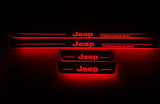 Jeep Wrangler JL 2018+ LED door sill plates stainless steel with Jeep Wrangler logo