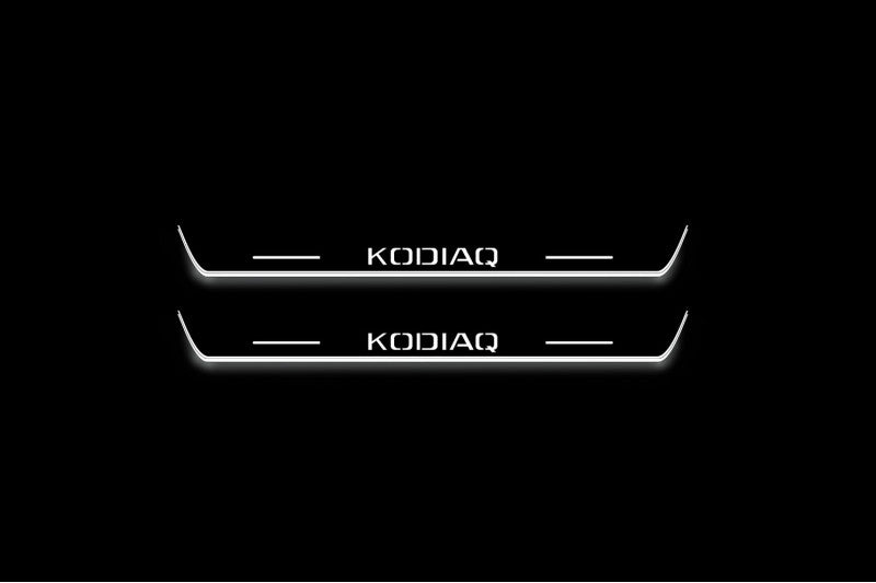 Skoda Kodiaq 2016+ Stainless Steel LED Door Sills – Kodiaq Logo