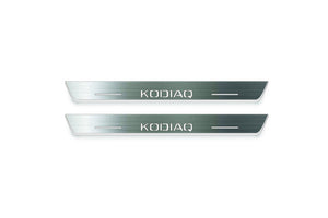 Skoda Kodiaq 2016+ Stainless Steel LED Door Sills – Kodiaq Logo