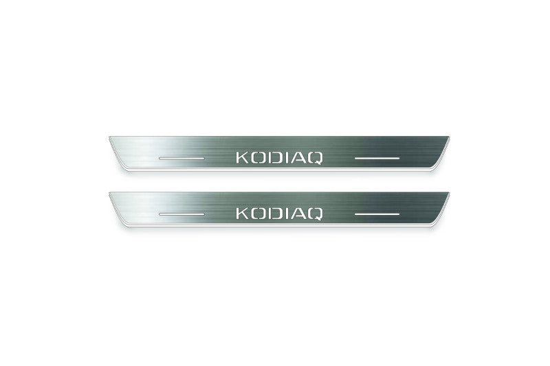 Skoda Kodiaq 2016+ Stainless Steel LED Door Sills – Kodiaq Logo