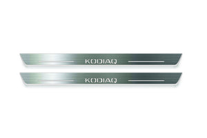 Skoda Kodiaq 2016+ Stainless Steel LED Door Sills – Kodiaq Logo
