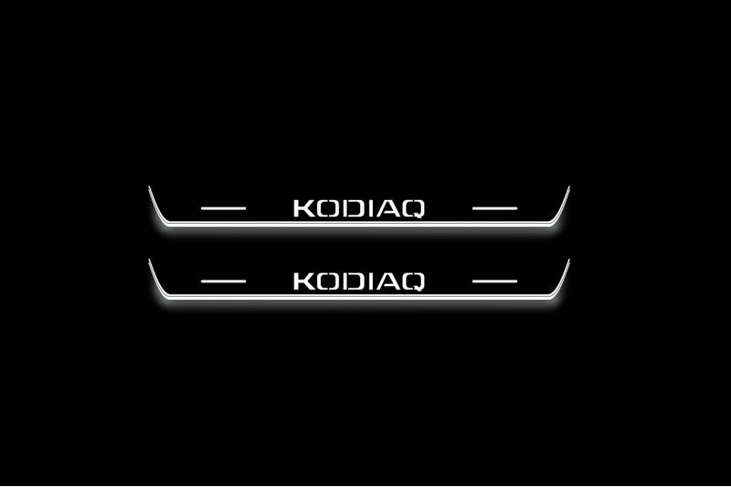 Skoda Kodiaq II NS7 2023+ Stainless Steel LED Door Sills – Kodiaq Logo