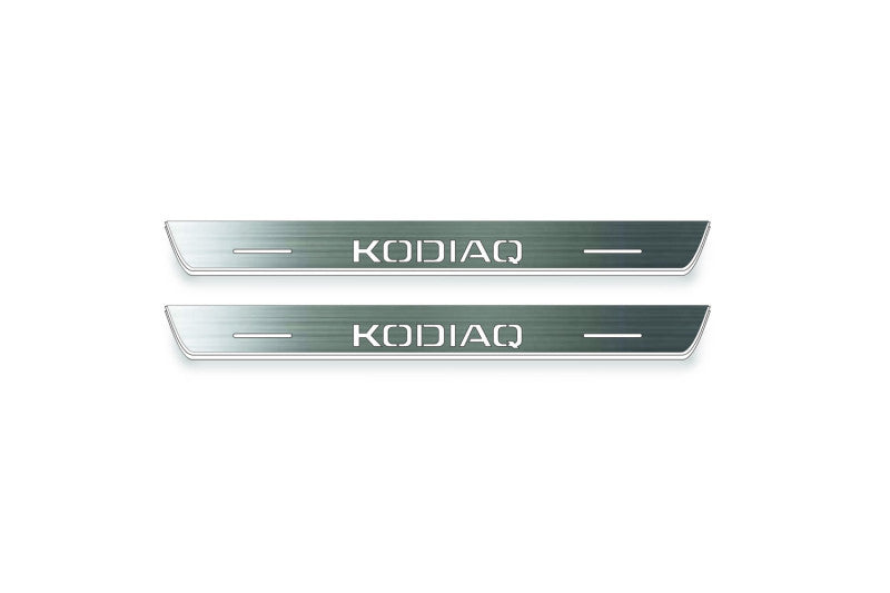 Skoda Kodiaq II NS7 2023+ Stainless Steel LED Door Sills – Kodiaq Logo
