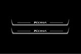 LED door sill plates Hyundai Kona I 2017+ stainless steel with Kona logo