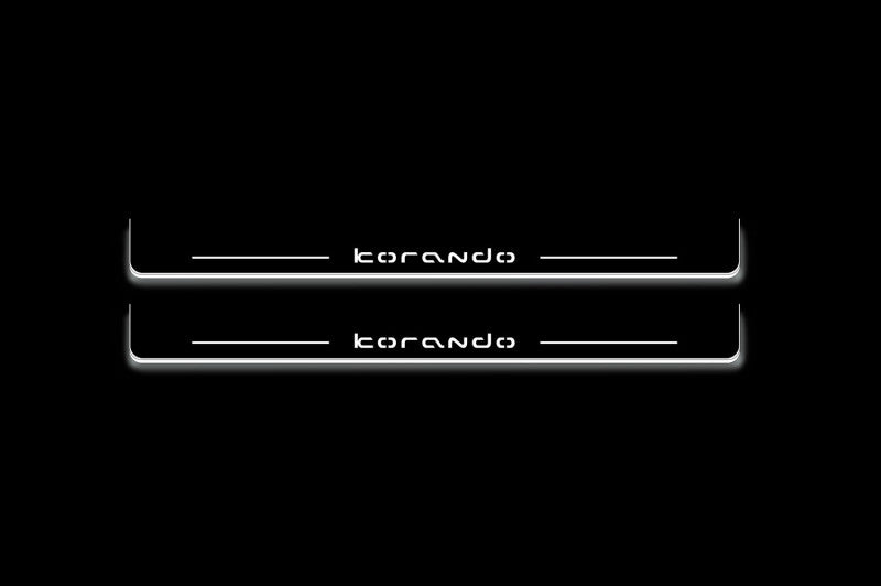 SsangYong Korando 2010+ Stainless Steel LED Door Sills – Korando Logo
