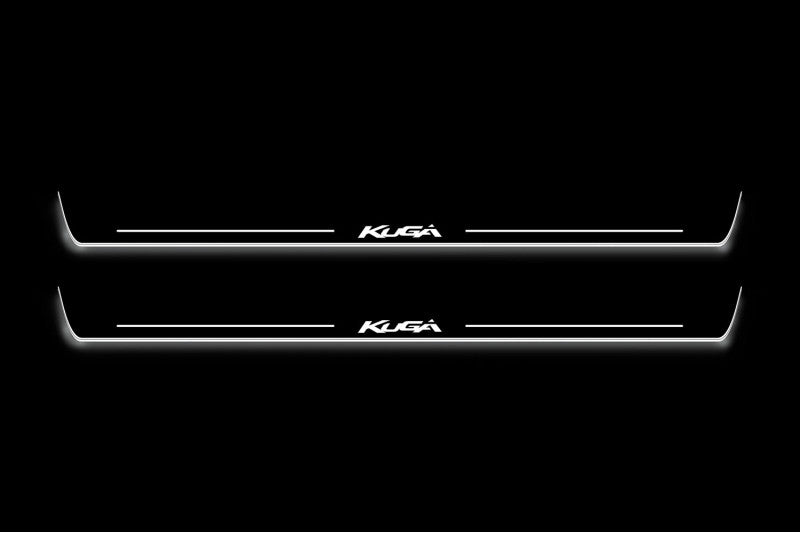 LED door sill plates for Ford Kuga I 2008+ stainless steel with Kuga logo
