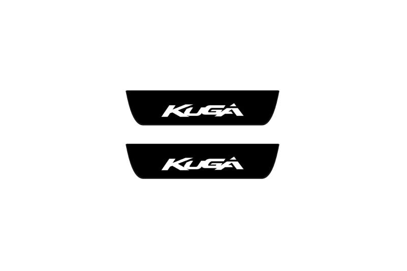 Ford Kuga II 2013+ stainless steel illuminated entry guards with Kuga logo