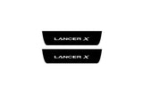 stainless steel illuminated door sill protectors with Mitsubishi Lancer X 2007+ with Lancer X logo