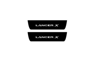 Mitsubishi Lancer X 2007-2017 Illuminated Matte Sill Plates with logo Lancer X Mitsubishi Led Door Sills PRO opdesign
