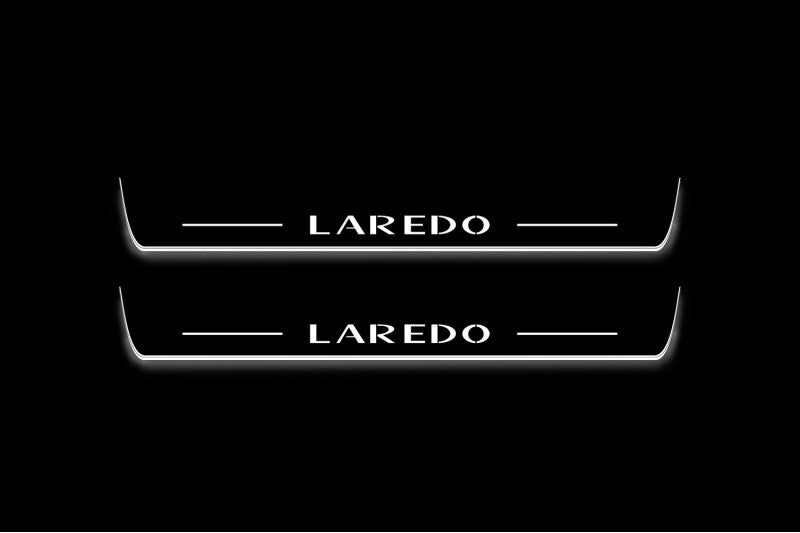 LED door sill plates stainless steel Jeep Grand Cherokee IV WK2 2010+ with Laredo logo
