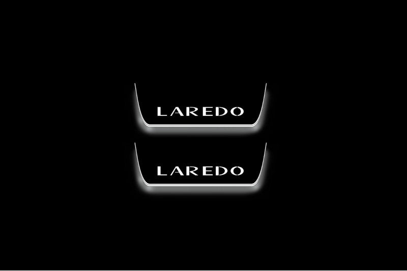 LED door sill plates stainless steel Jeep Grand Cherokee IV WK2 2010+ with Laredo logo