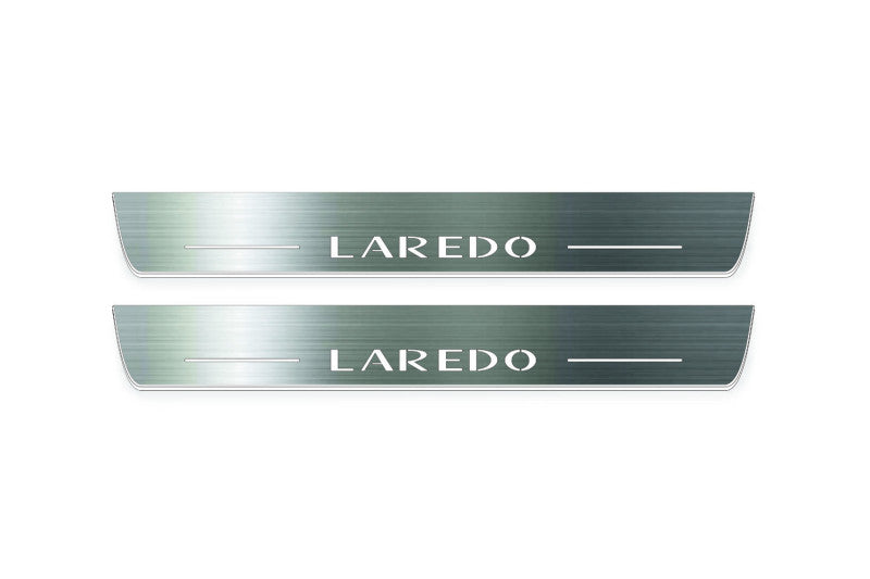 LED door sill plates stainless steel Jeep Grand Cherokee IV WK2 2010+ with Laredo logo